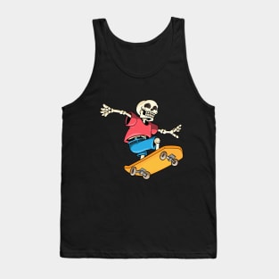 Skeleton as Skateboarder with Skateboard Tank Top